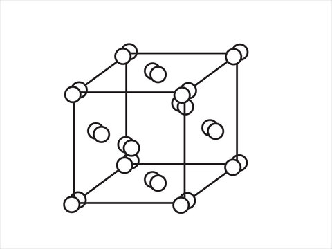Volumetric Crystal lattice. The position of molecules. Vector illustration.
