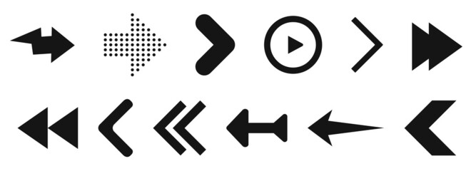 Swipe up, set of buttons for social media. Black arrows, buttons and icons for advertising and marketing