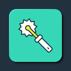 Filled outline Cutter roll for honey icon isolated on blue background. Tool of the beekeeper. Turquoise square button. Vector