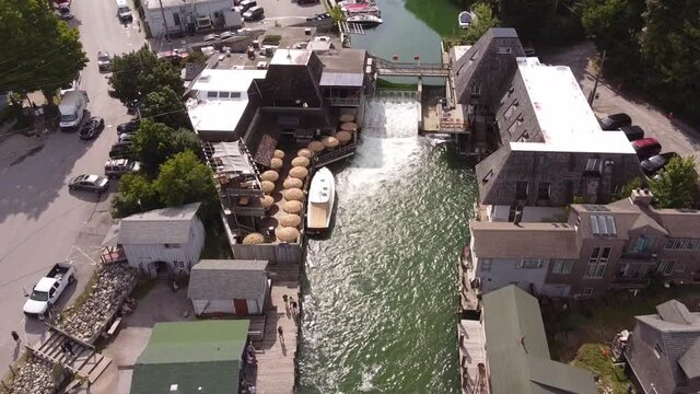 Leland's Historic Fishtown in Michigan - aerial drone shot