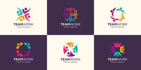 Set of Business People Together. Vector Illustration Logo