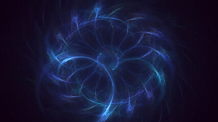 3D rendering abstract blue fractal light background
