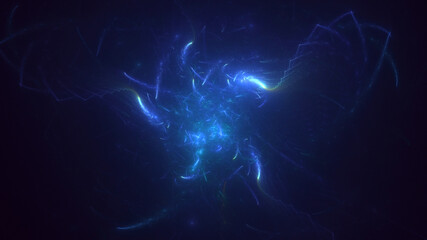 3D rendering abstract blue fractal light background