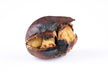 Roasted chestnut on white background
