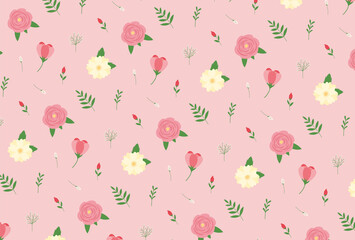 seamless pattern with flowers and leaves for banners, cards, flyers, social media wallpapers, etc.