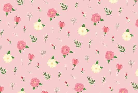 seamless pattern with flowers and leaves for banners, cards, flyers, social media wallpapers, etc.