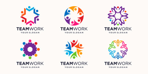 Fototapeta na wymiar Community logo people work team and business vector