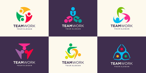 Fototapeta na wymiar Social people Community Group Logo Design Template. abstract People Icon