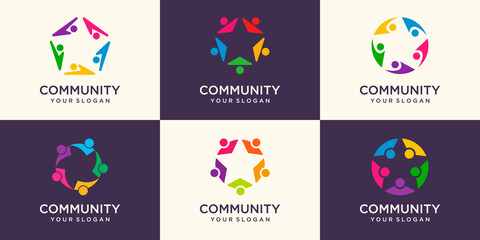 People logo with colorful design. Simple logo design template