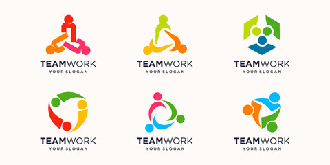 people Unity Together Teamwork Logo Icon Vector