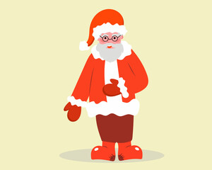 Cute Santa Claus. Santa Claus in a red suit. Vector illustration