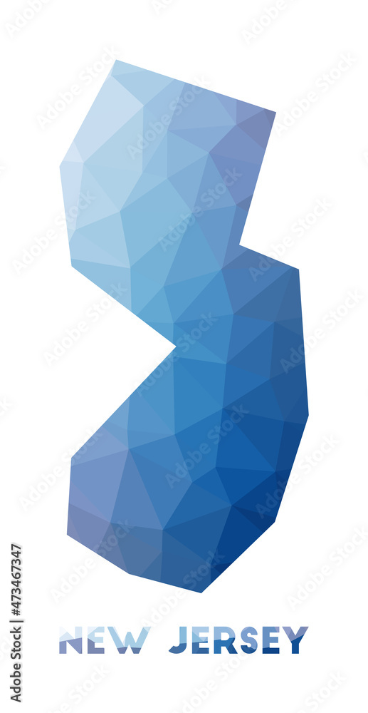 Wall mural Low poly map of New Jersey. Geometric illustration of the us state. New Jersey polygonal map. Technology, internet, network concept. Vector illustration. - Wall murals
