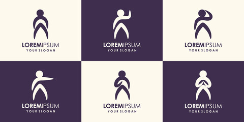 Abstract people logo design. Gym, fitness, running trainer vector logo. Active Fitness, sport, dance web icon and symbol