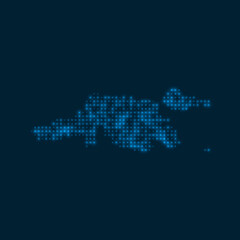 Jost Van Dyke dotted glowing map. Shape of the island with blue bright bulbs. Vector illustration.