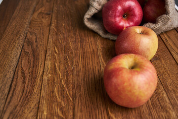 apples on a wooden table vitamins fresh fruits organic