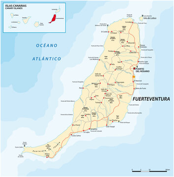 Vector road map of Canary Island Fuerteventura