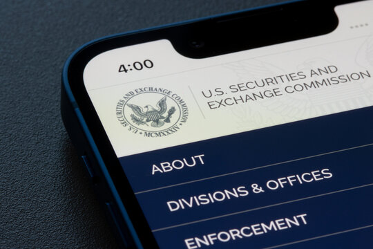 Portland, OR, USA - Dec 6, 2021: Closeup Of The Homepage Of U.S. Securities And Exchange Commission (SEC) Website On An IPhone.