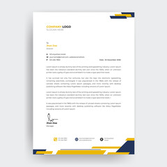 Corporate letterhead Design Template, Yellow and Blue Fully Editable Professional Letterhead
