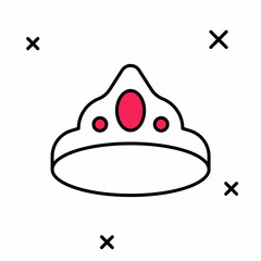 Filled outline King crown icon isolated on white background. Vector