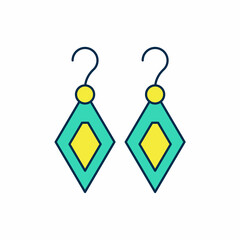 Filled outline Earrings icon isolated on white background. Jewelry accessories. Vector