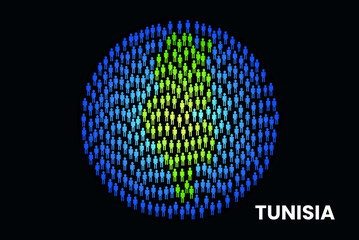 Tunisia population people map in globe vector illustration design