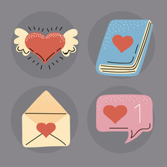 four love patches icons