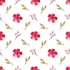 Seamless pattern from a hand-drawn watercolor flowers on a white background. Use for menus, invitations