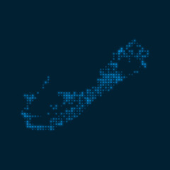 Bermuda dotted glowing map. Shape of the island with blue bright bulbs. Vector illustration.