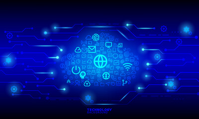 Business innovation technology concept. technology background. neon effect. circuit board concept. Hi-tech digital technology.