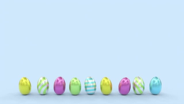 easter eggs on blue background background - 4K animation