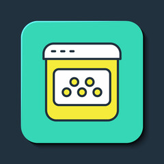 Filled outline Taxi mobile app icon isolated on blue background. Mobile application taxi. Turquoise square button. Vector
