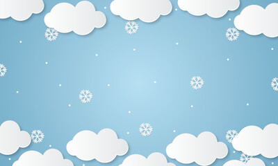 Fototapeta premium Cozy winter magic Snowy cloud festive poster.cute wallpaper