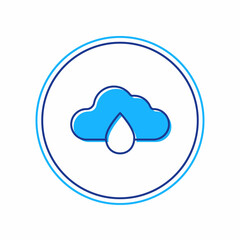 Filled outline Cloud with rain icon isolated on white background. Rain cloud precipitation with rain drops. Vector