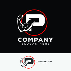 Muscular arm letter P logo design Letter 
