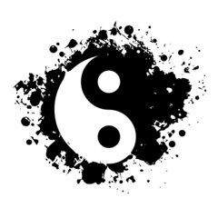 yin yang symbol in the form of a blot, isolated. A symbol of tranquility, balance and harmony - obrazy, fototapety, plakaty