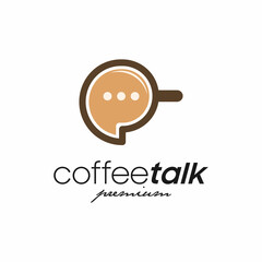 Coffee talk, coffee and bubble chat logo design inspiration