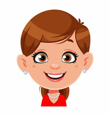 Face expression of pretty woman, cheerful