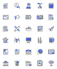 High school education line icons set