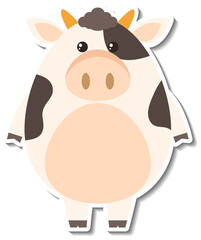 Chubby cow animal cartoon sticker