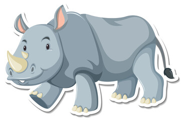 Cute rhinoceros cartoon character sticker