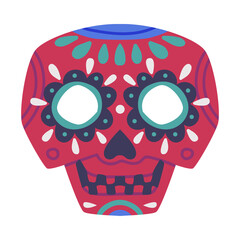 Ornamental Skull Day of Dead and Mexican Symbol Vector Illustration