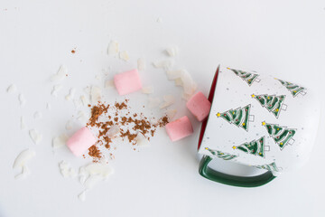 Hot chocolate and coco set on the white background