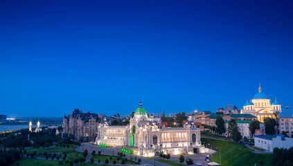 Naklejka premium Night landscape Ministry of Agriculture and Food in Kazan, Republic of Tatarstan. Concept Travel Beautiful Russia