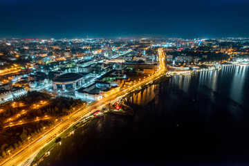 Fototapeta na wymiar Aerial top view cityscape of Kazan Tatarstan travel Russia