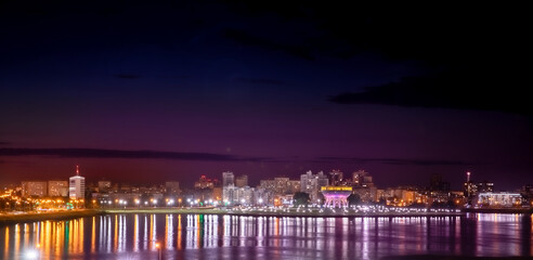 Fototapeta na wymiar Summer night panorama city Kazan, Republic of Tatarstan. Concept Travel Beautiful Russia