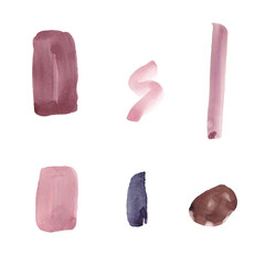 Abstract drawing of watercolor pink and brown stain on white background. Watercolor texture. Background. Isolated