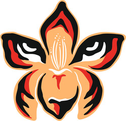 Orange Tiger Lily Flower - The Face of Tiger Combines with A Lily Flower