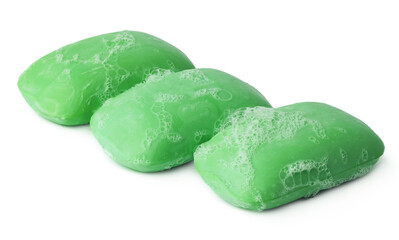 Front view of soap bars isolated on white background