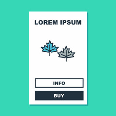 Filled outline Canadian maple leaf icon isolated on turquoise background. Canada symbol maple leaf. Vector