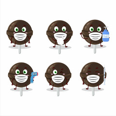 A picture of sweet chocolate lolipop cartoon design style keep staying healthy during a pandemic